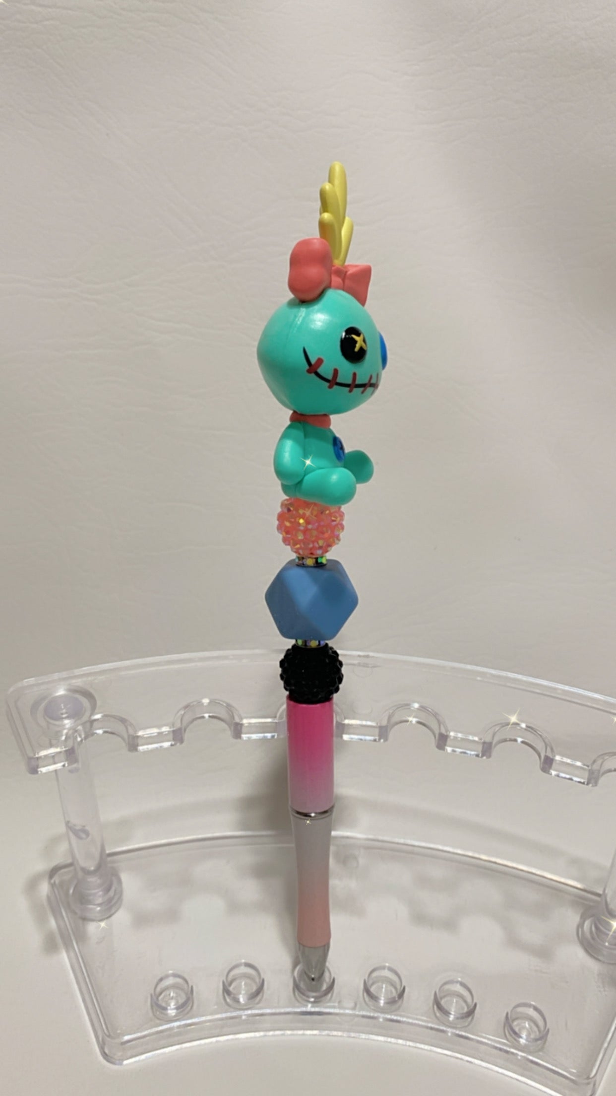 Big Blue Doll/ Pink Bow Pen