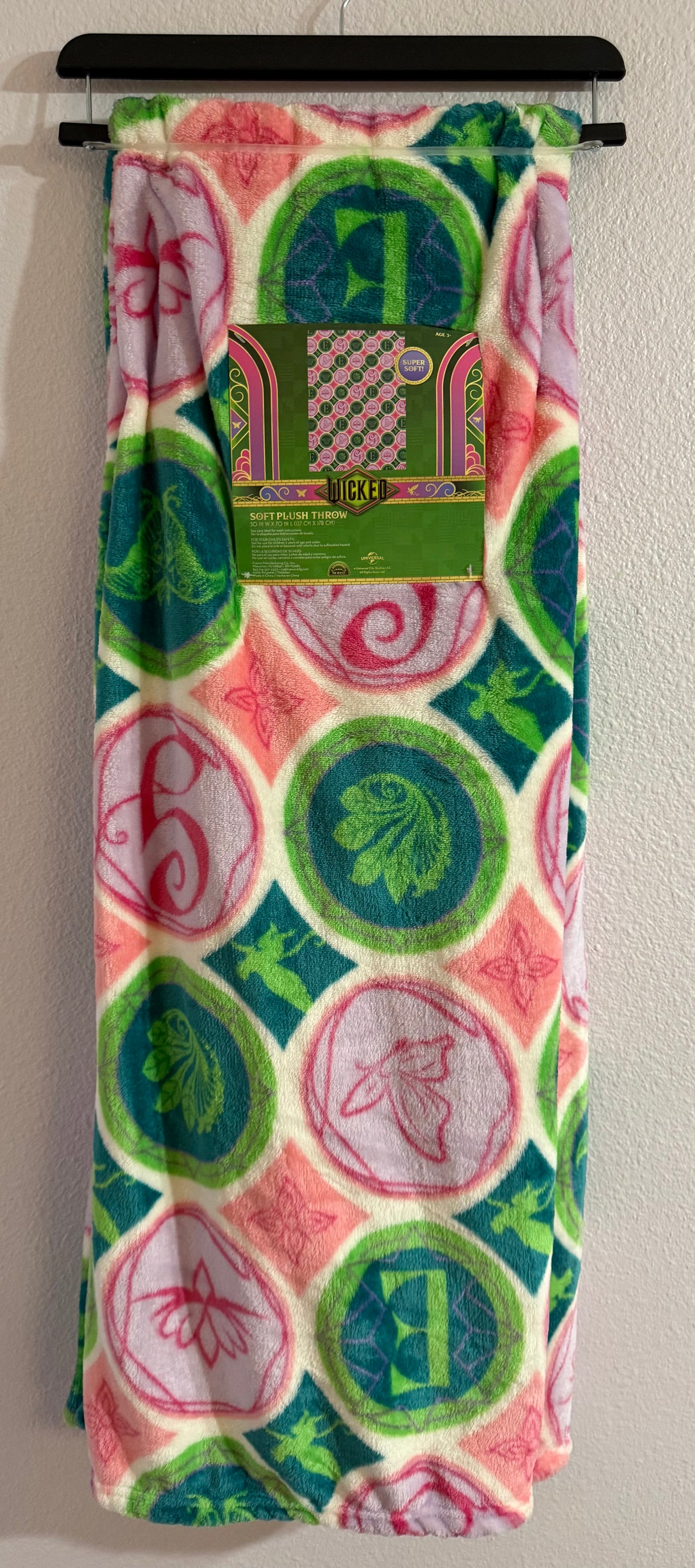 Pink/ Green Plush Throw