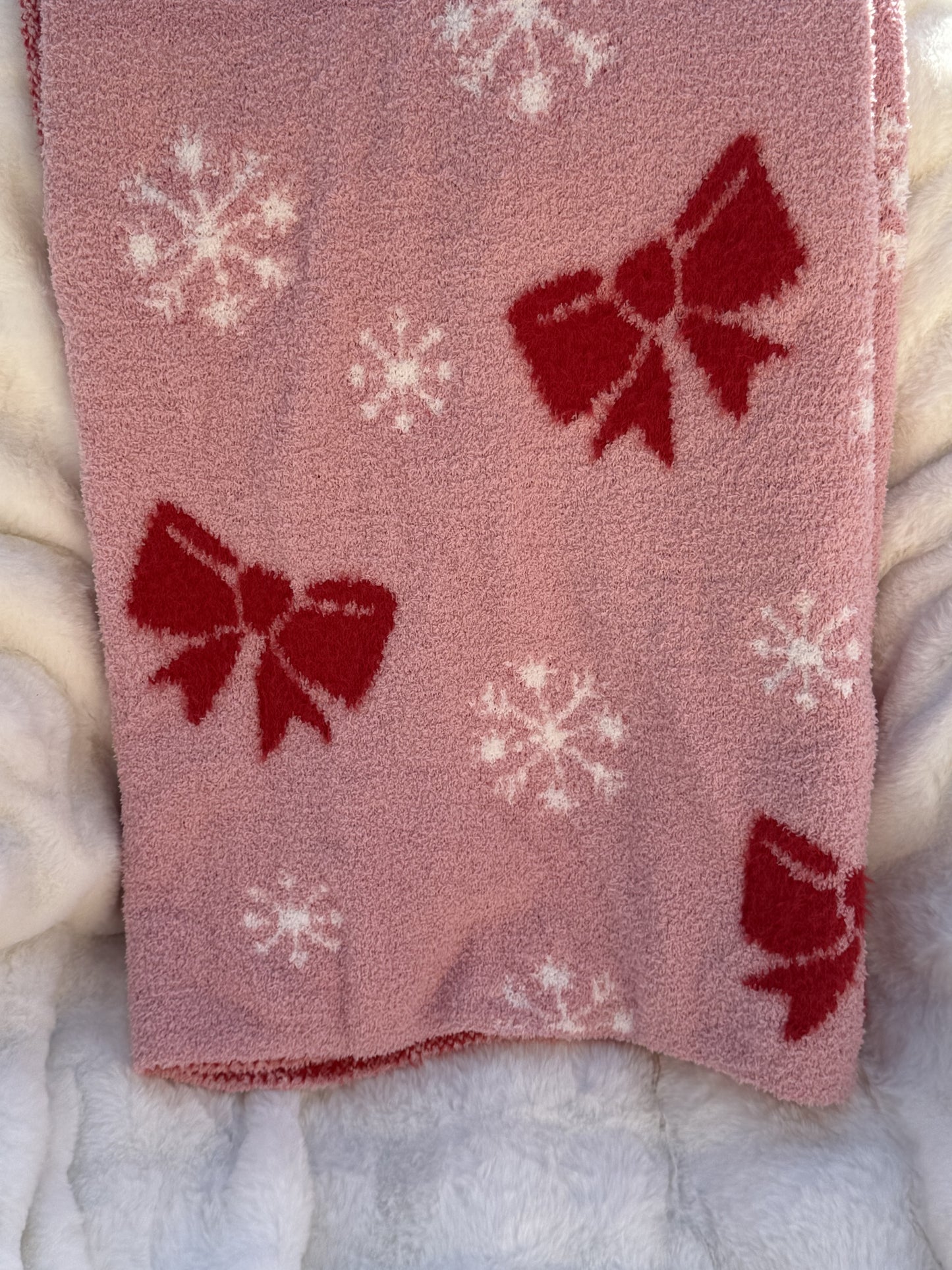 Red Bows Knit Throw