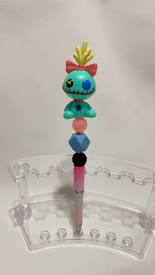 Big Blue Doll/ Pink Bow Pen