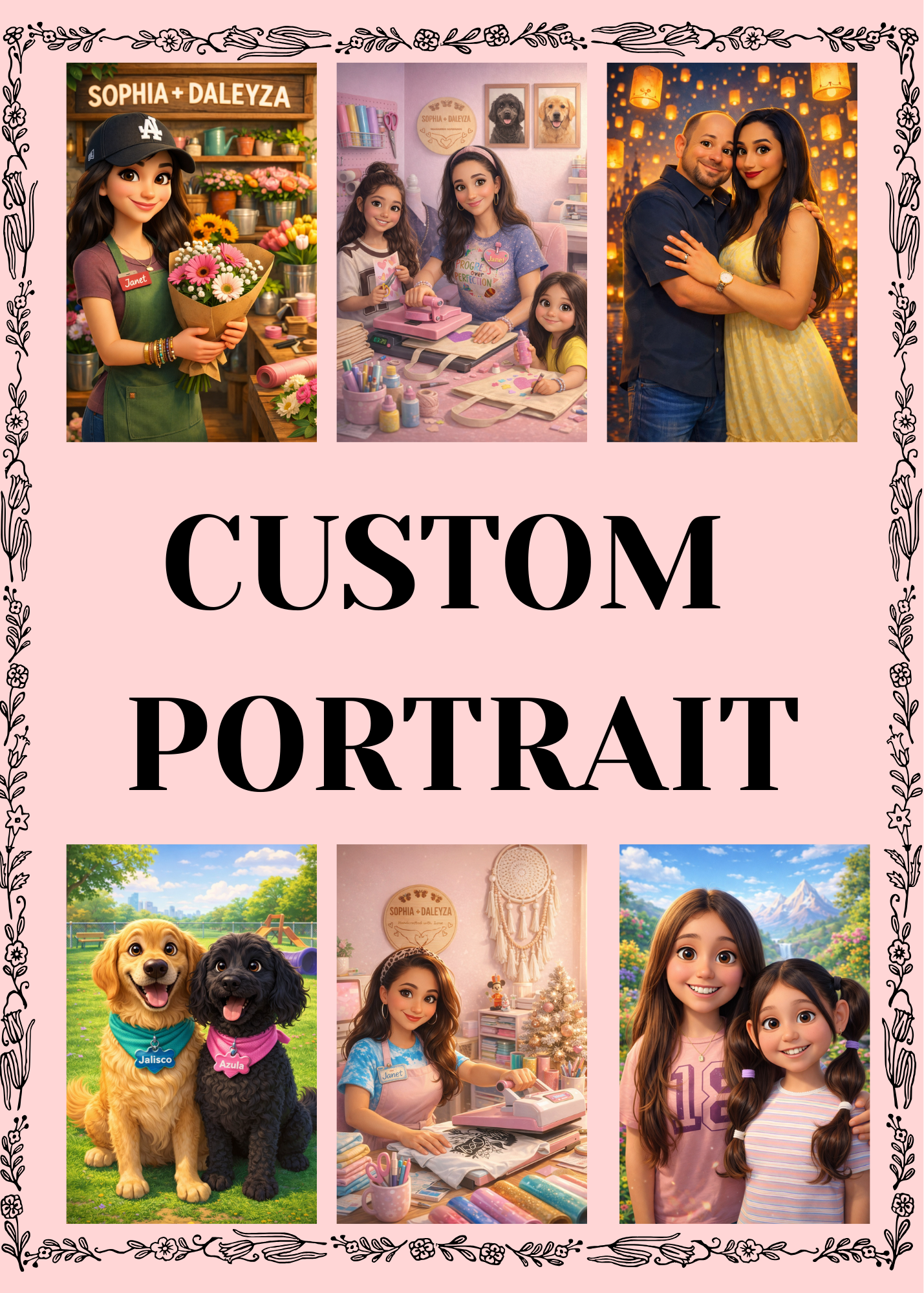 Custom Cartoon Portrait - Digital Download
