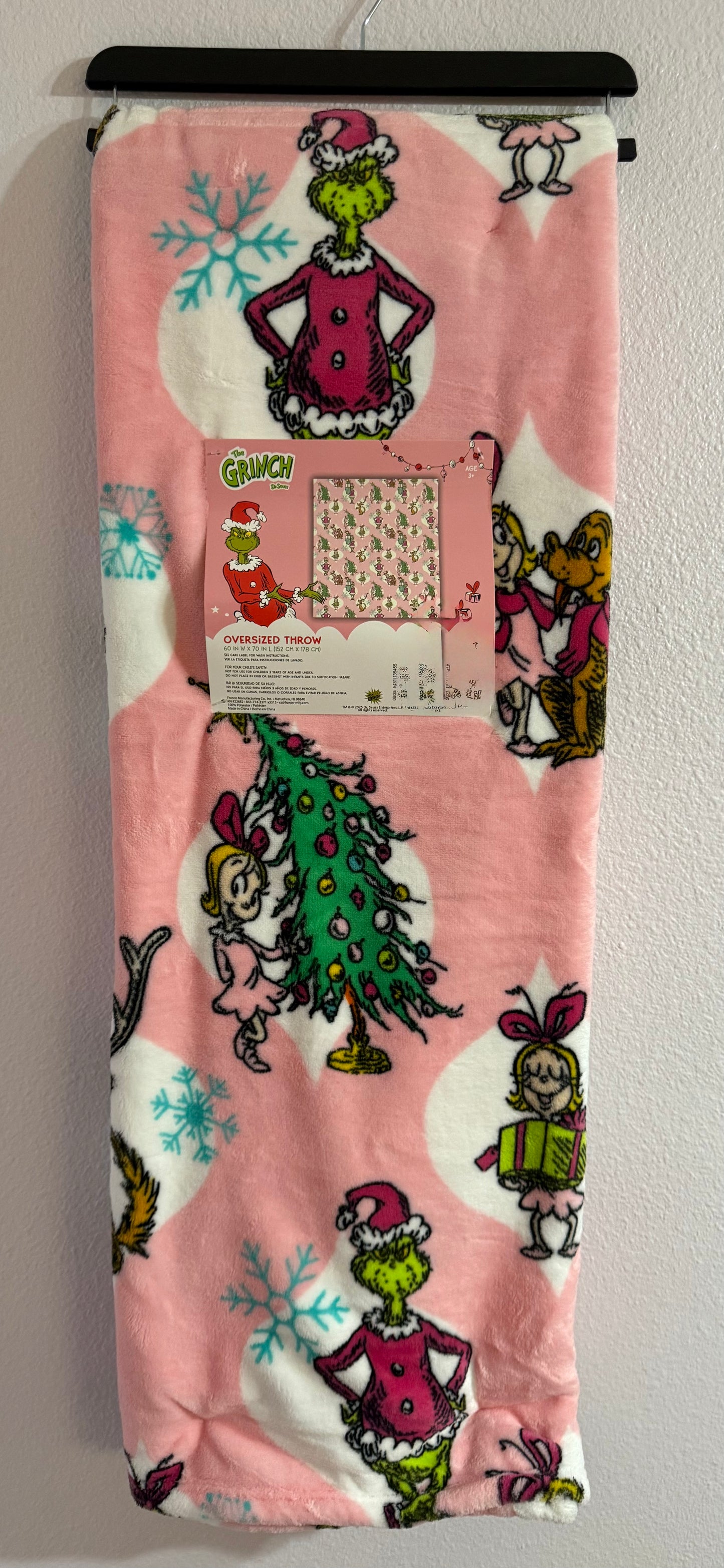 Christmas Pink/ Green Throw