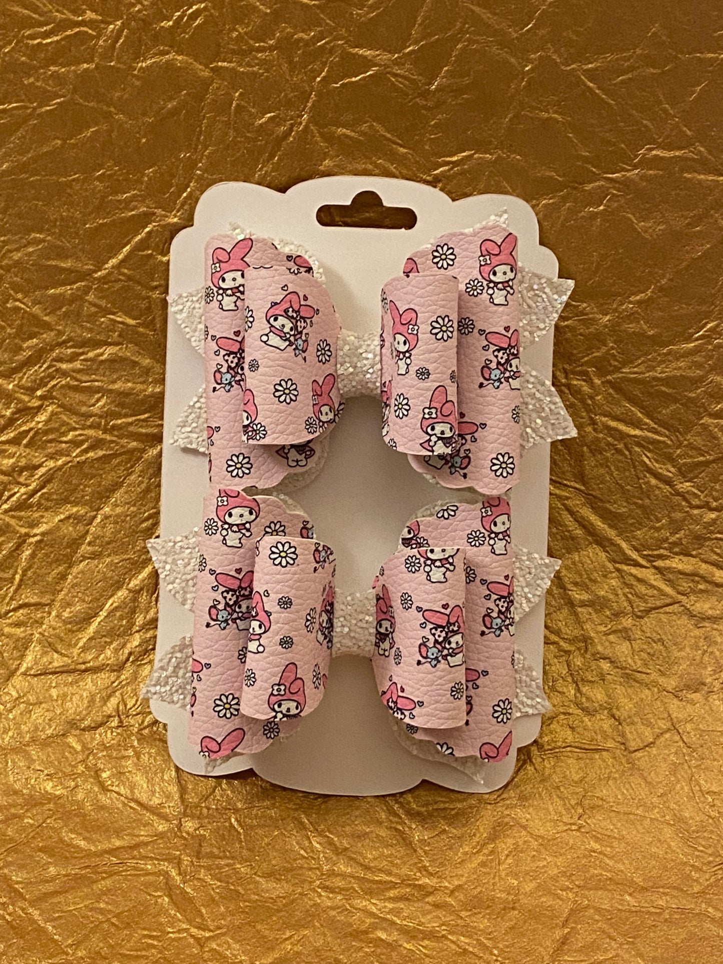 Set of 2 Bows - Pink/Flowers