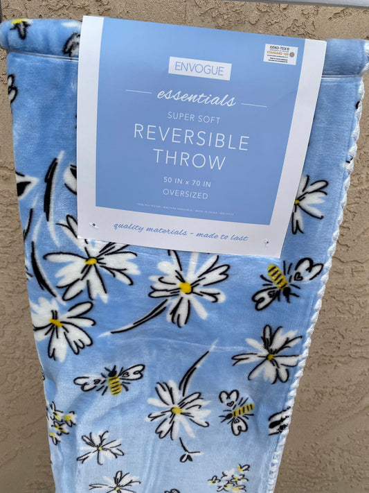 Reversible Blue Throw