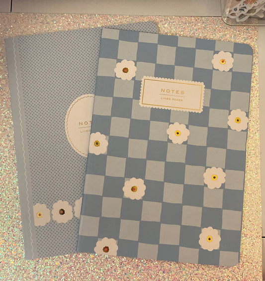 Blue Flowered Notebook set of 2