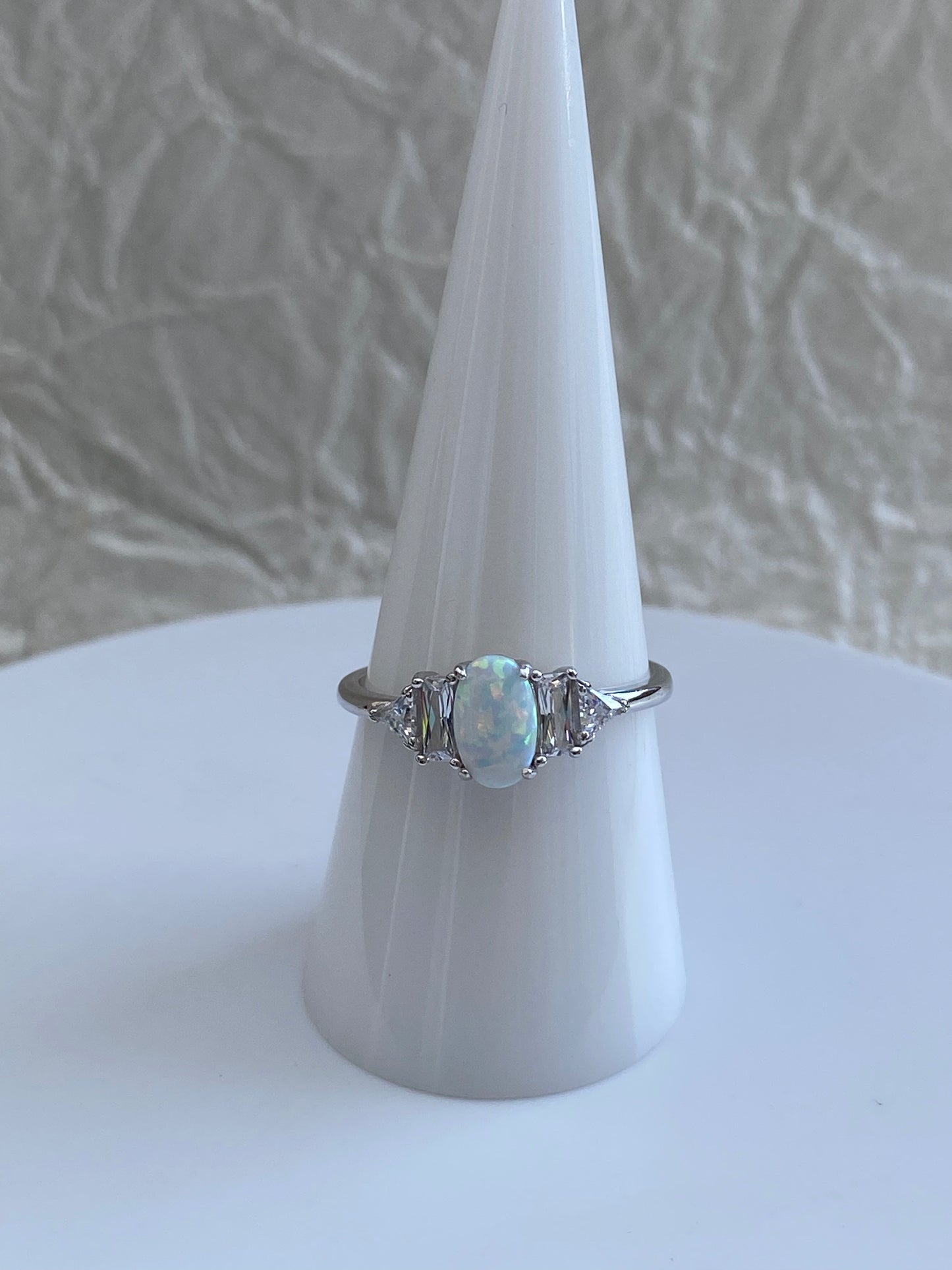 Cubic Zirconia Opal Ring