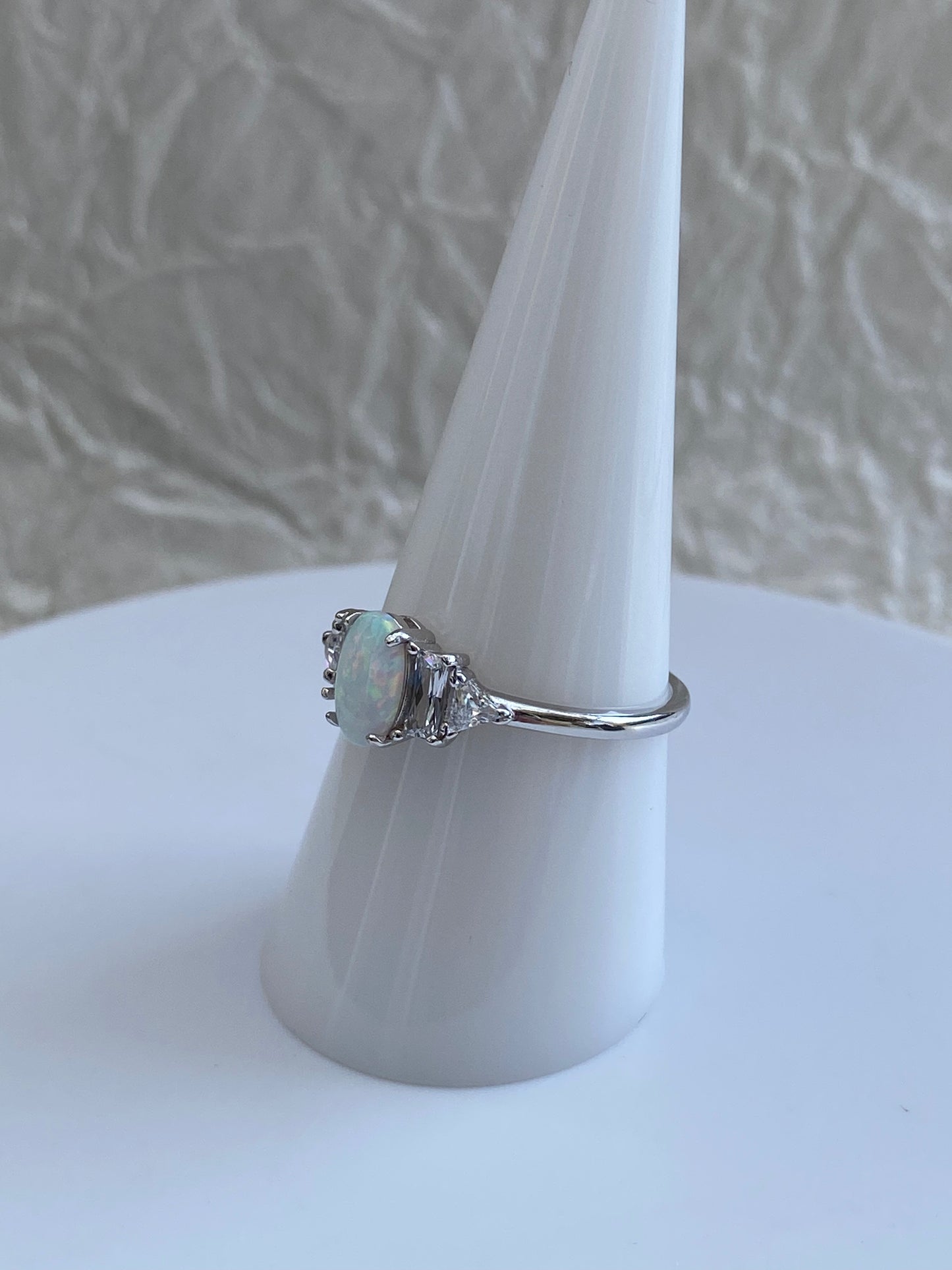 Cubic Zirconia Opal Ring