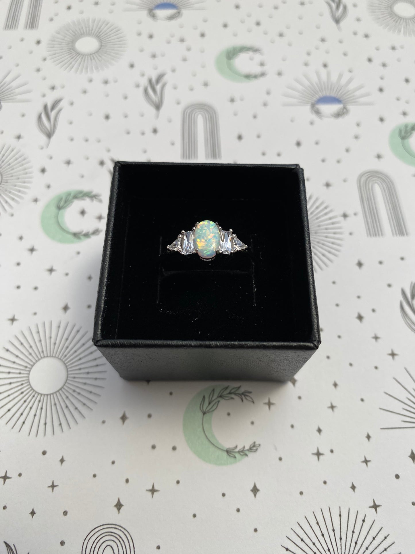 Cubic Zirconia Opal Ring