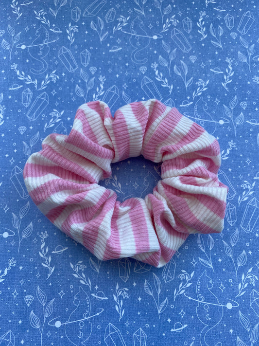 Pink/ White Stripes Scrunchie