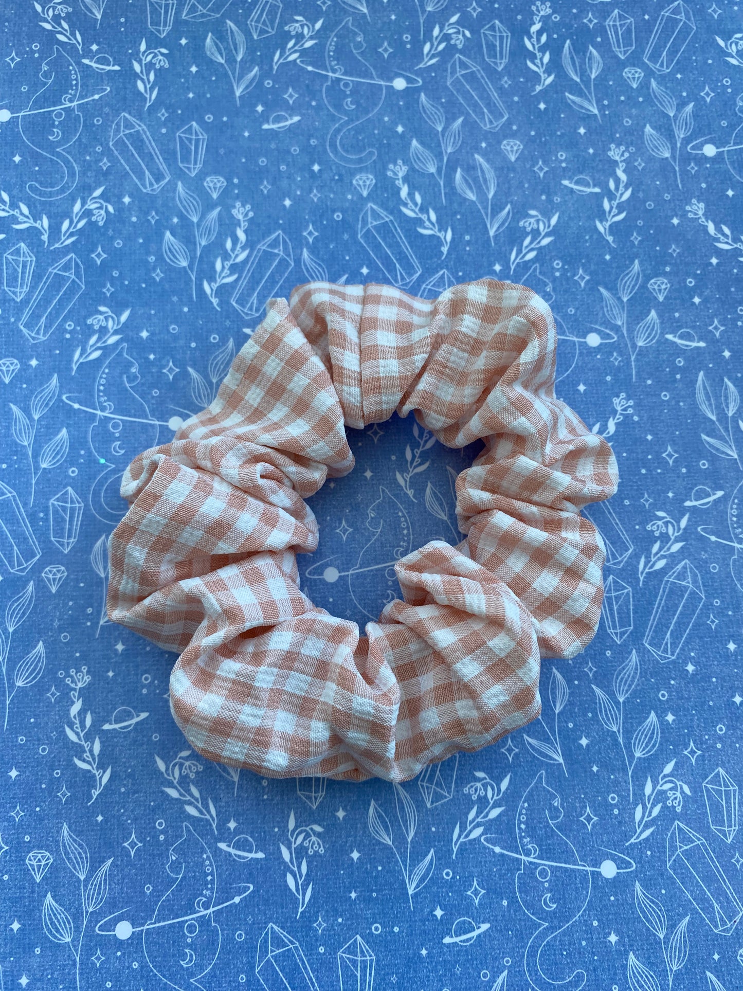 Peach Gingham Scrunchie