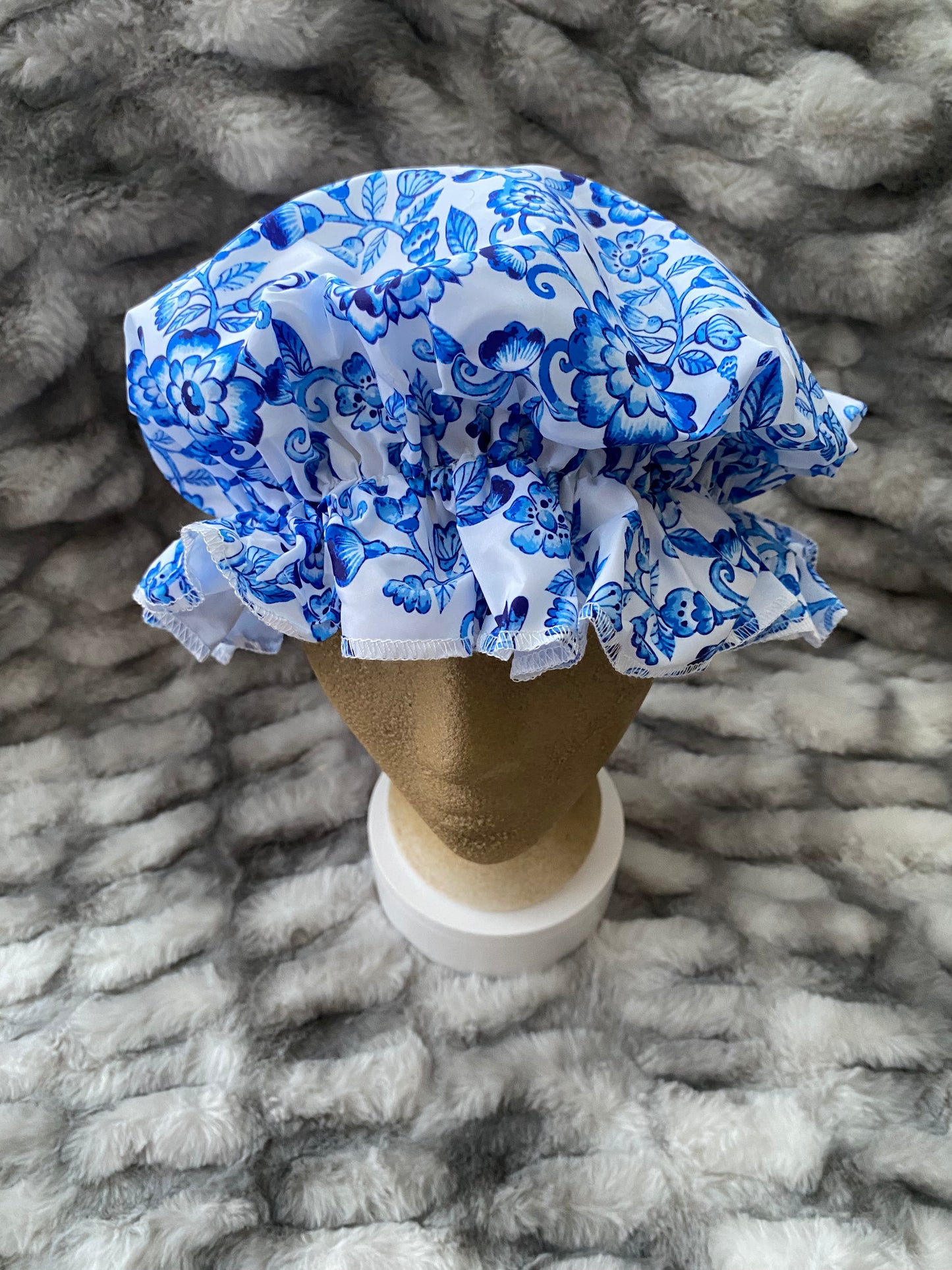 Blue Floral Shower Cap