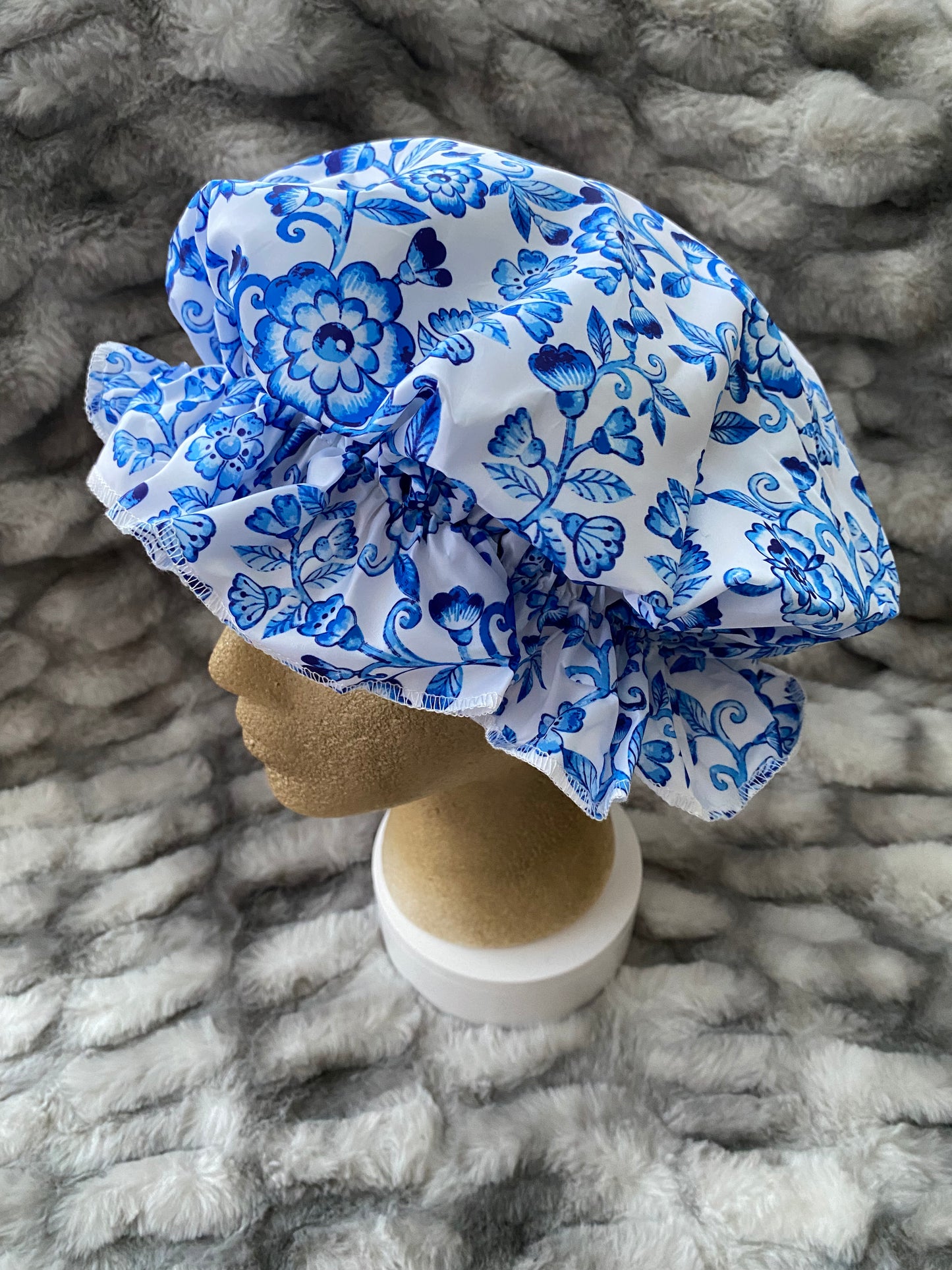 Blue Floral Shower Cap