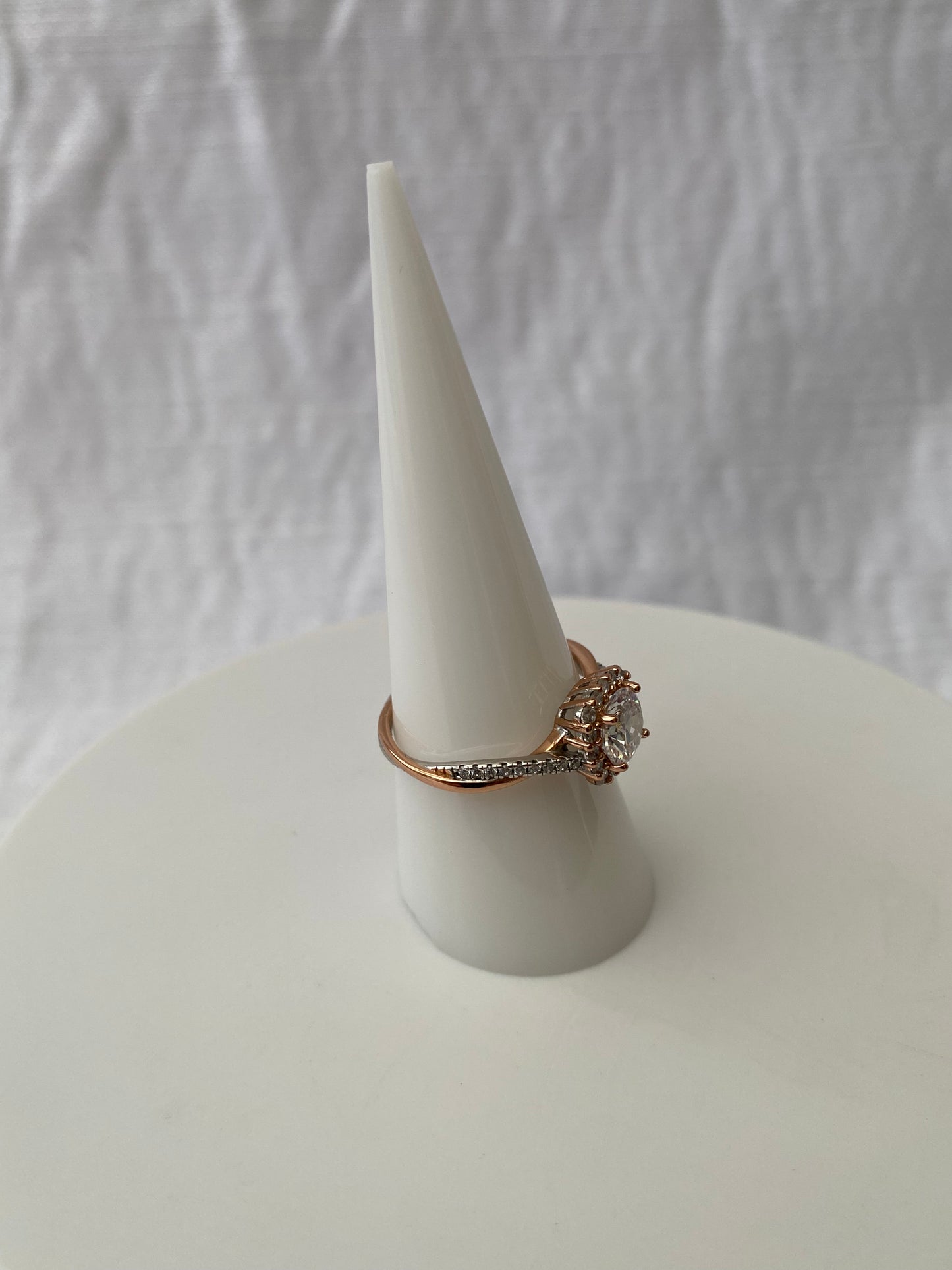 Cubic Zirconia Rose Gold/ Sterling Silver Ring