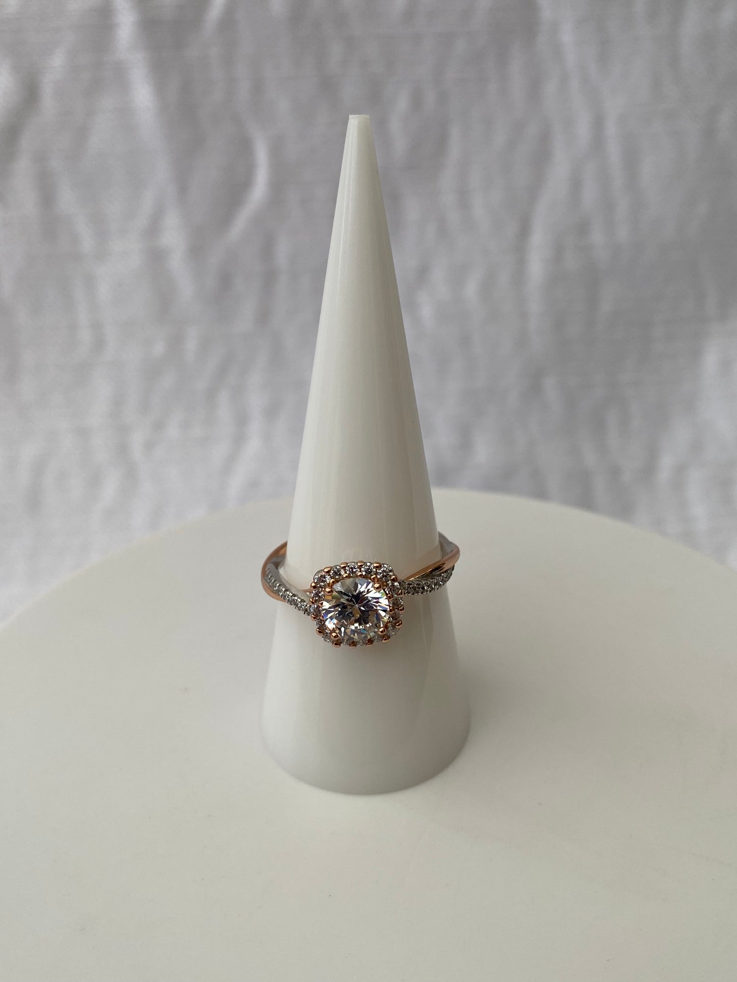 Cubic Zirconia Rose Gold/ Sterling Silver Ring