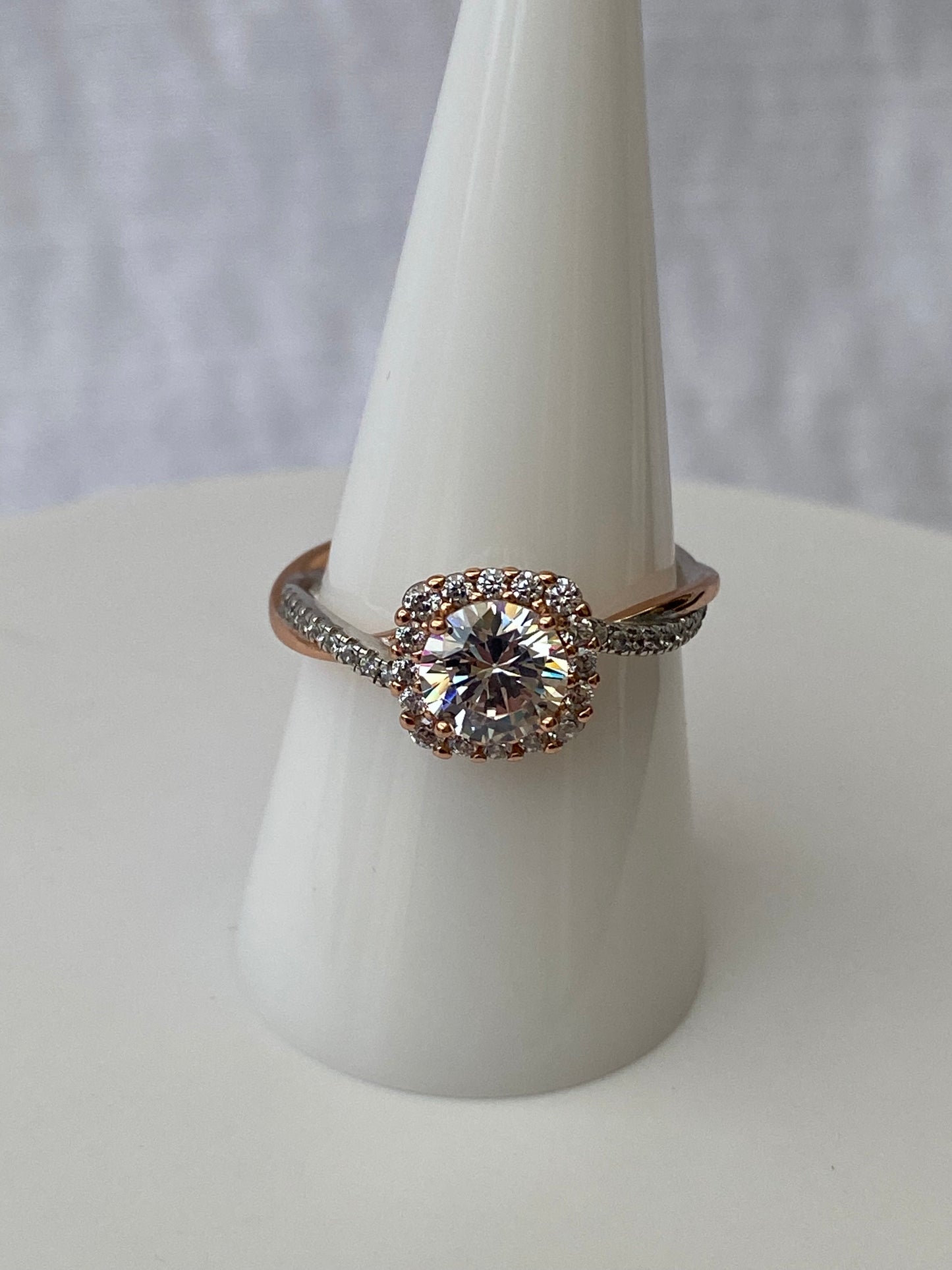 Cubic Zirconia Rose Gold/ Sterling Silver Ring