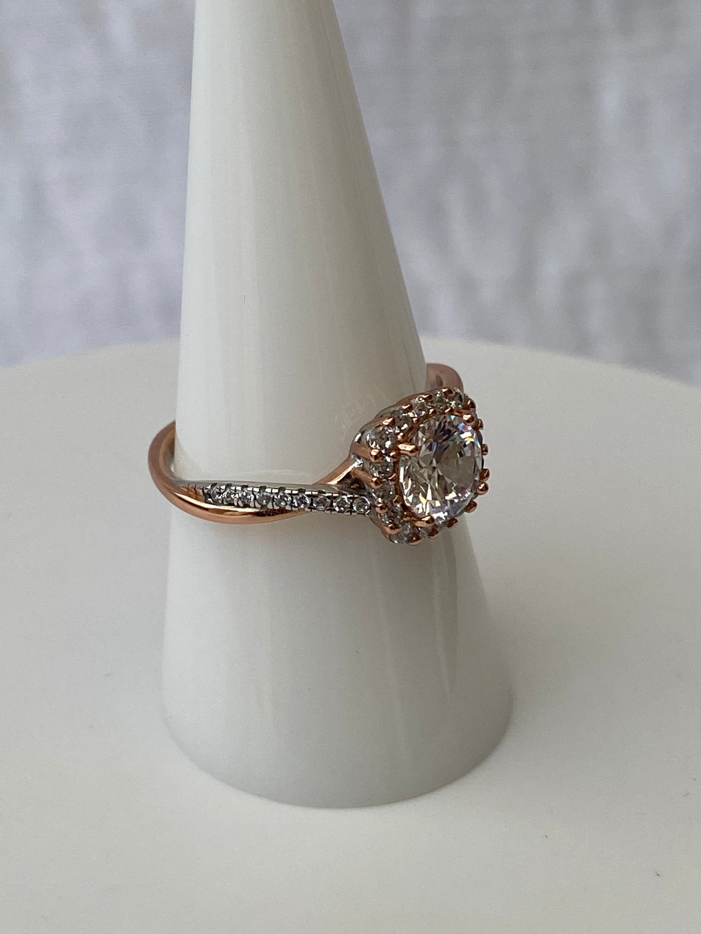 Cubic Zirconia Rose Gold/ Sterling Silver Ring