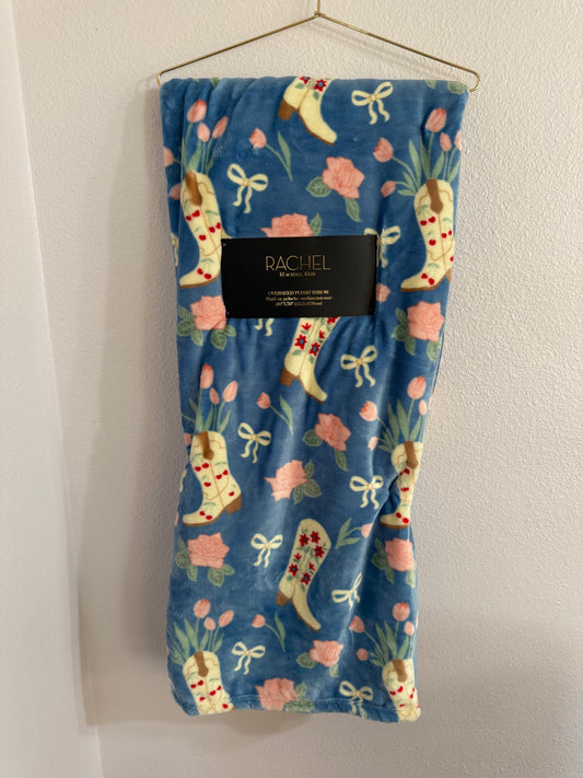 Cowgirl Blue Plush Throw