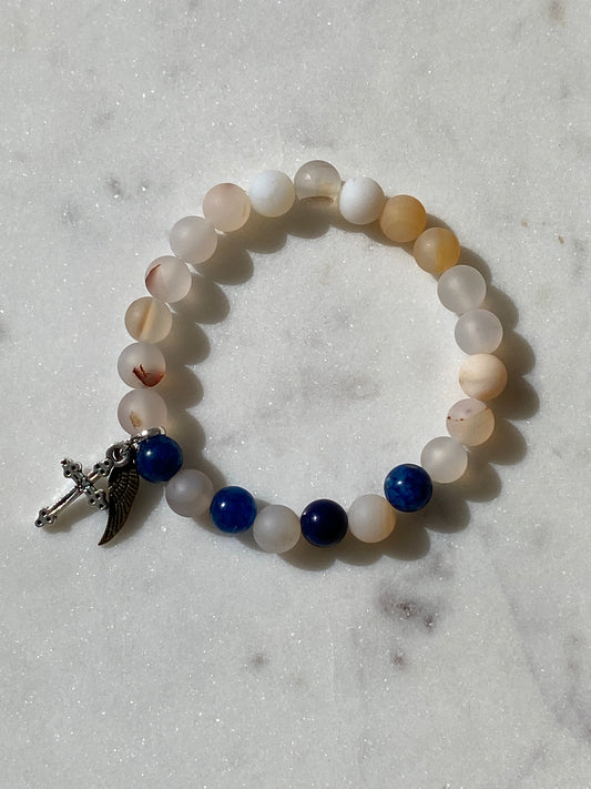 Angel M/Blue Agate Bracelet